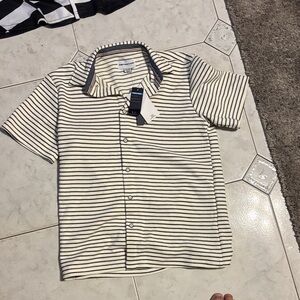 Cat & Jack Kids Button Down Shirt - Black and White Stripes